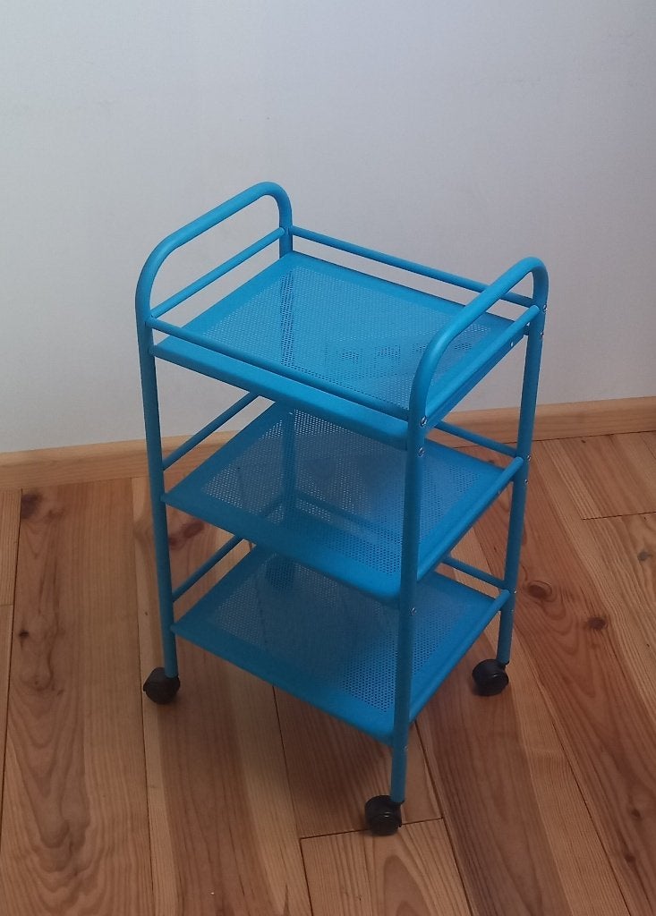 Blauwe Ikea Draggan rolwagen/trolley (3 niveau's), Scandinave, Avec roues, Utilisé, IKEA