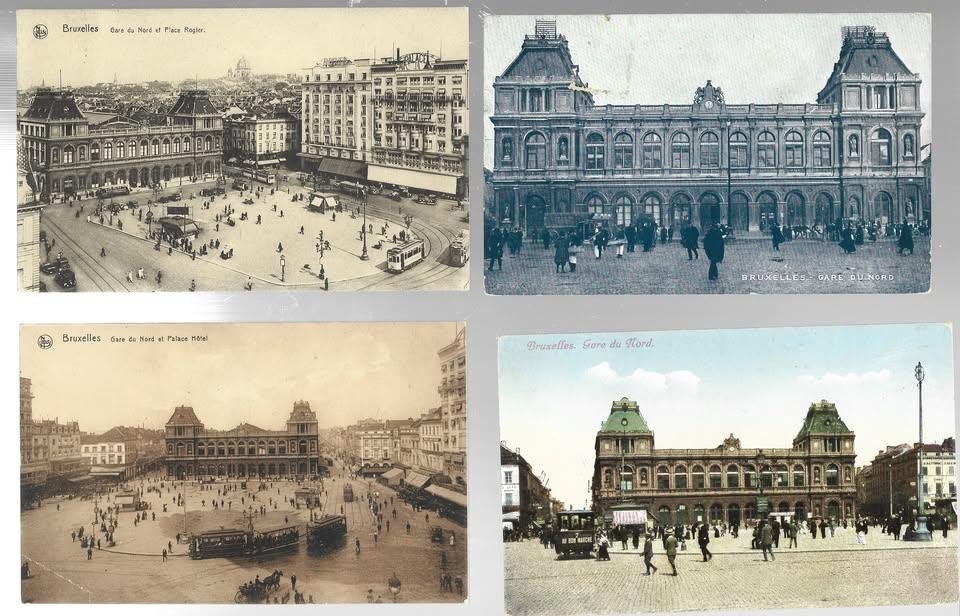 SERIE DE 12 CARTES POSTALES ANCIENNES GARE  BXL NORD, Enlèvement, Affranchie, Bruxelles (Capitale)