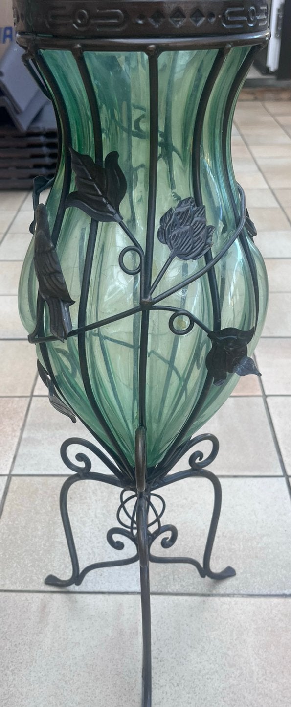 Mooie vaas in decorative koperen versiering - 60 cm hoog, Enlèvement ou Envoi