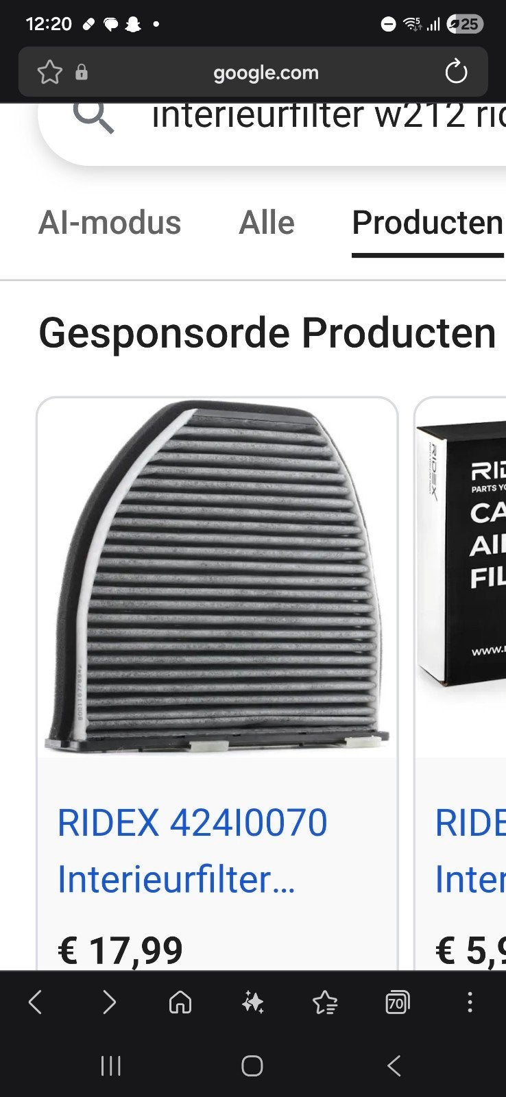 interieurfilter mercedes benz w212, Elektronische apparatuur, Luchtbehandelingsapparatuur, Ophalen of Verzenden, Nieuw, Luchtreiniger