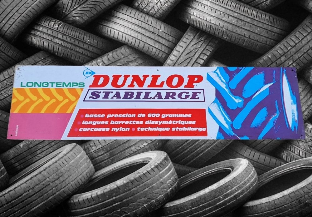 Vintage Dunlop Stabilarge banden Audiscope reclamebord., Verzamelen, Ophalen of Verzenden, Gebruikt, Reclamebord