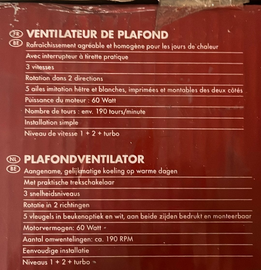 Ventilateur de plafond Lervia, Enlèvement, Neuf