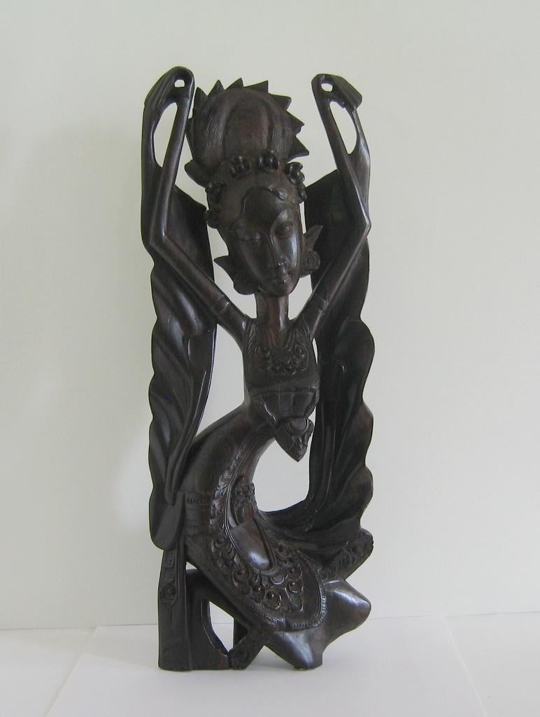Ebbenhouten beeld - vrouw uit Bali  -  4042, Antiek en Kunst, Ophalen