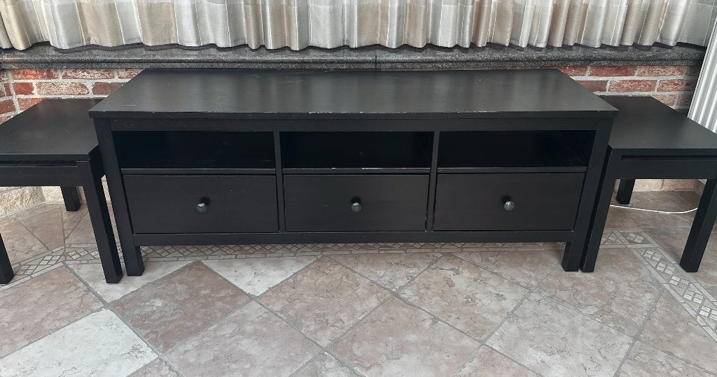 TV-meubel met 2 bijzettafeltjes, Ophalen, Gebruikt