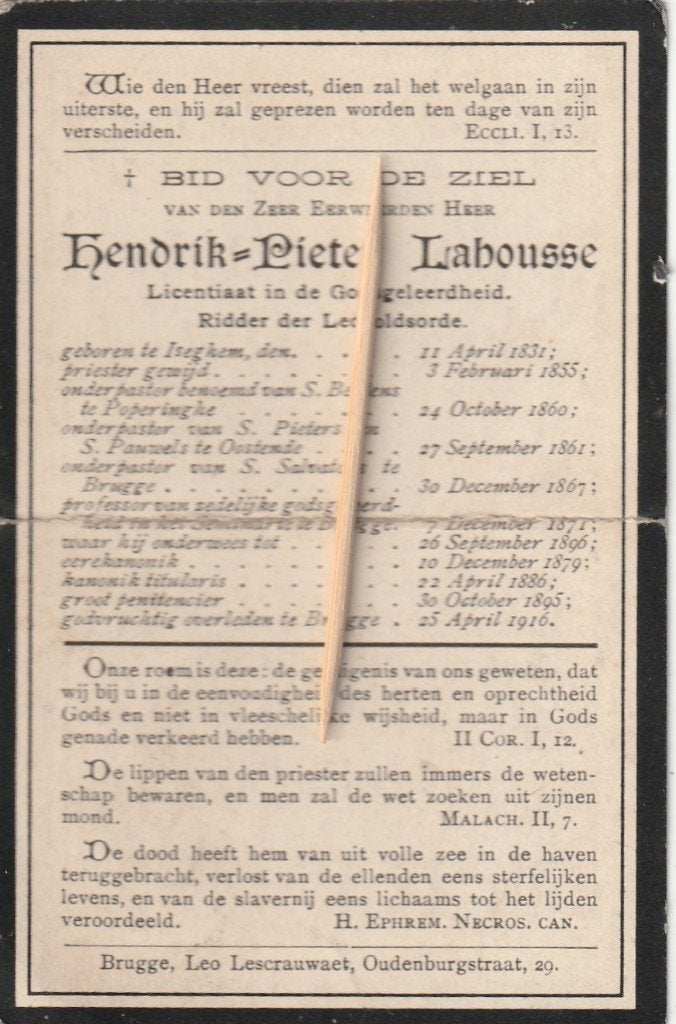Priester Lahousse, Ophalen of Verzenden