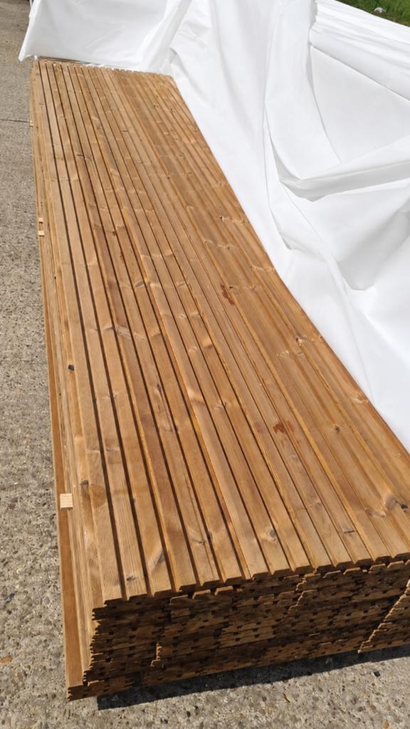 PROFILÉ À TROIS BLOCS EN ÉPICÉA THERMOWOOD 22,99€ par m2, Bricolage & Construction, Bois & Planches, Enlèvement, Épicéa