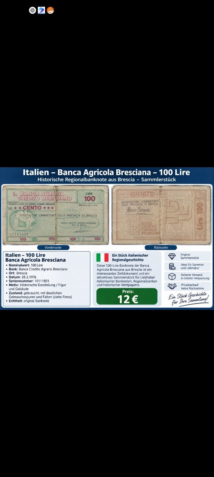 billet de banque, Enlèvement ou Envoi