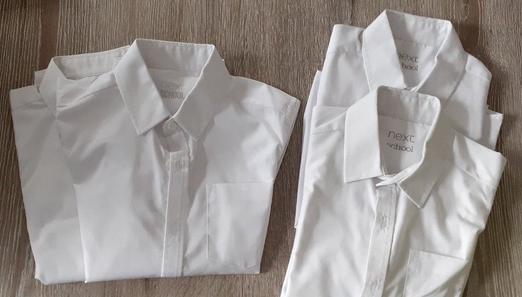 Witte schooluniform hemden maat 122, Gebruikt, Jongen of Meisje, Overhemd of Blouse, Ophalen of Verzenden