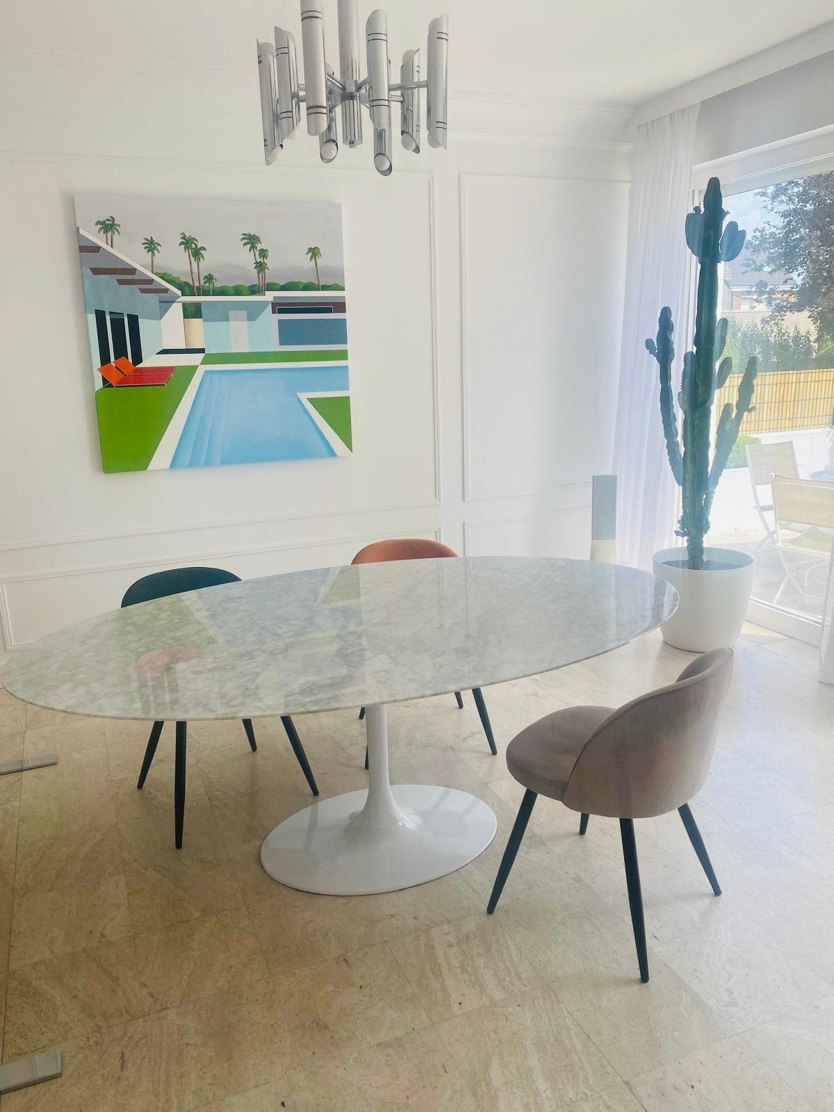 Neuf table style knoll tulipe marbre blanc, Enlèvement ou Envoi, Neuf