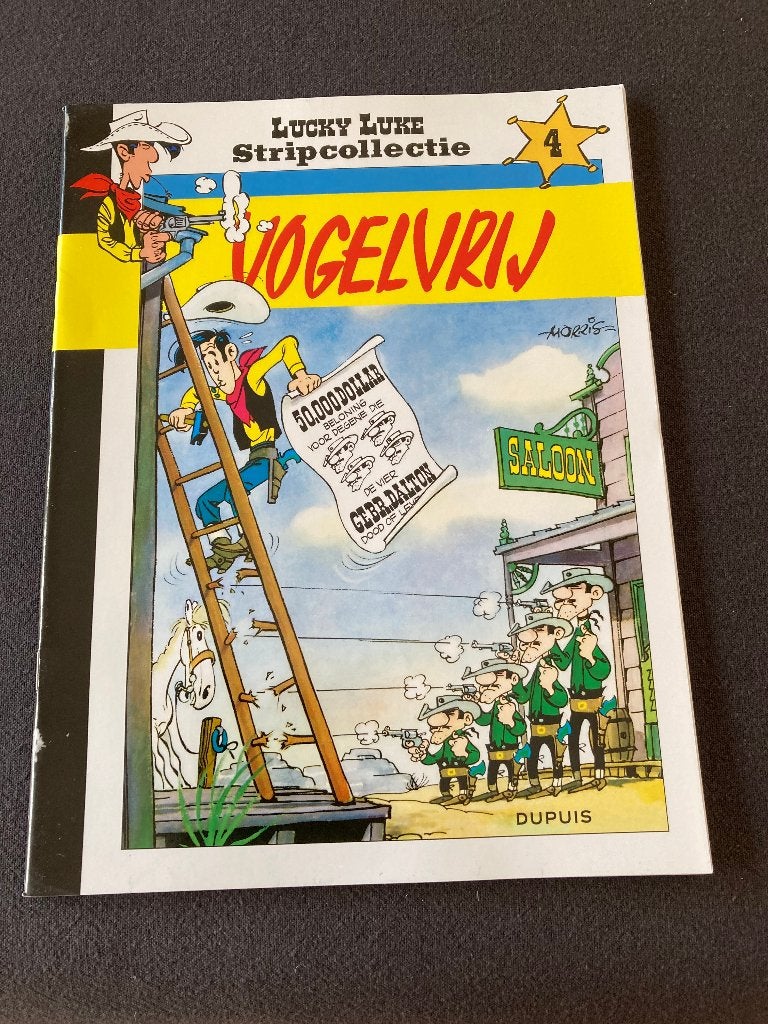 Strip 'Vogelvrij' Morris & Goscinny  1x gelezen, Boeken, Eén stripboek, Ophalen of Verzenden, Zo goed als nieuw, Morris & Goscinny,