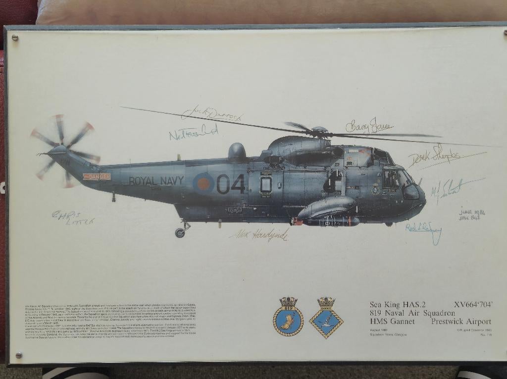 Squadron Prints Glasgow - Sea King (JMC 842), Verzamelen, Ophalen, Gebruikt, Kaart, Foto of Prent