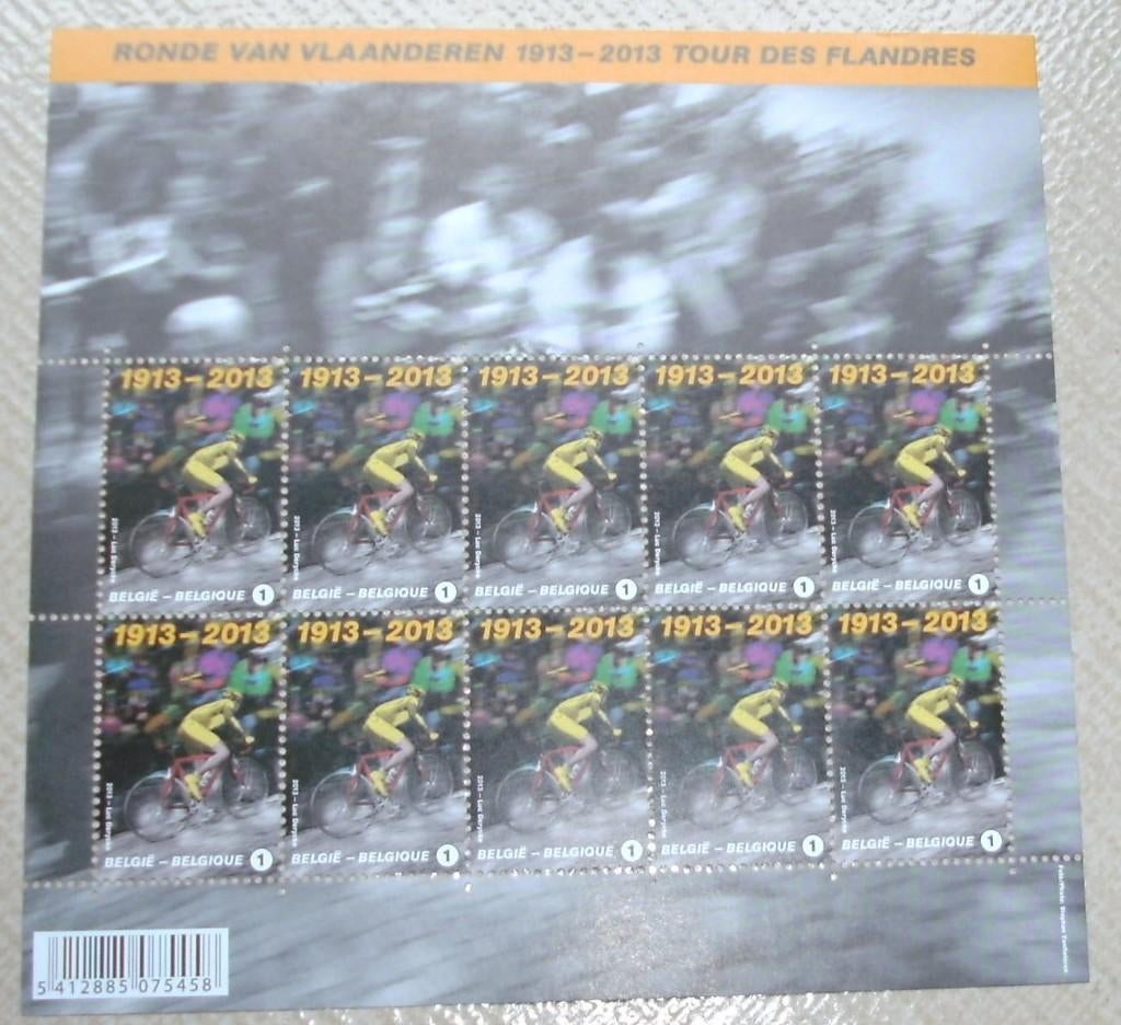 1 blok ronde van vlaanderen 1913-2013, Frankeerzegel, Ophalen of Verzenden, Zonder stempel, Postfris