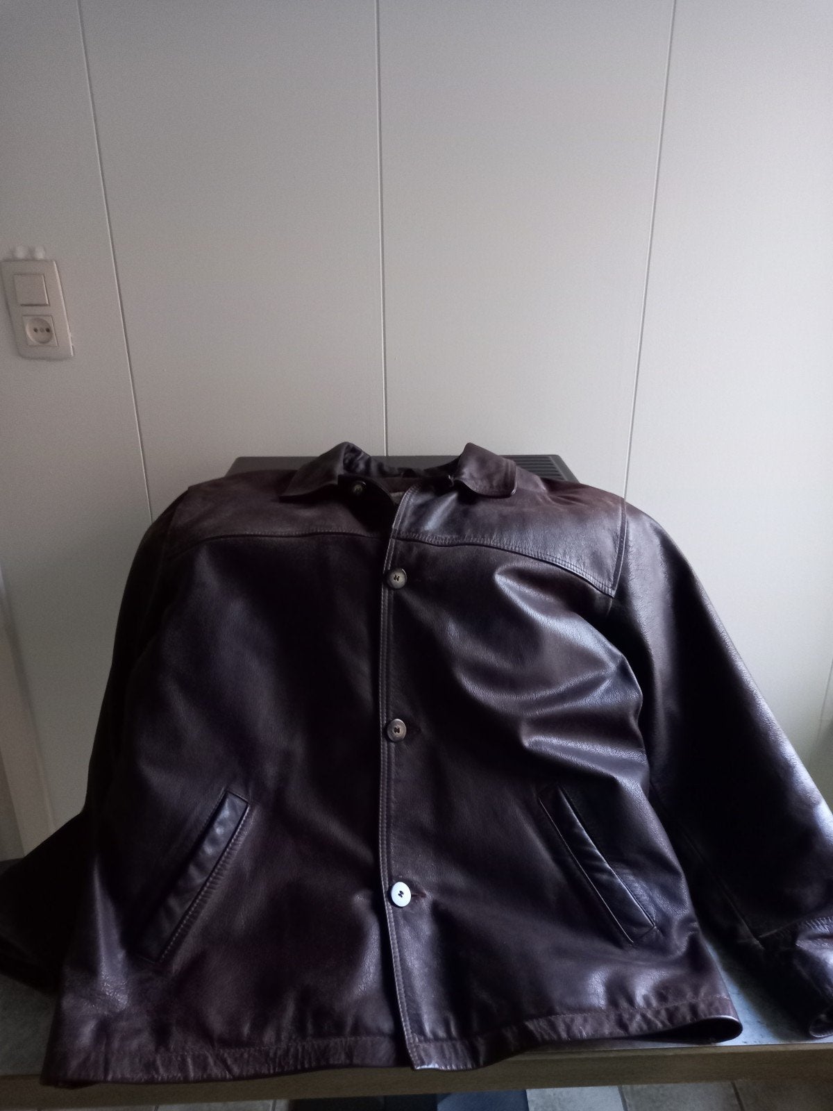 Leder herenjas, Oakwood, Enlèvement ou Envoi, Brun, Taille 52/54 (L)