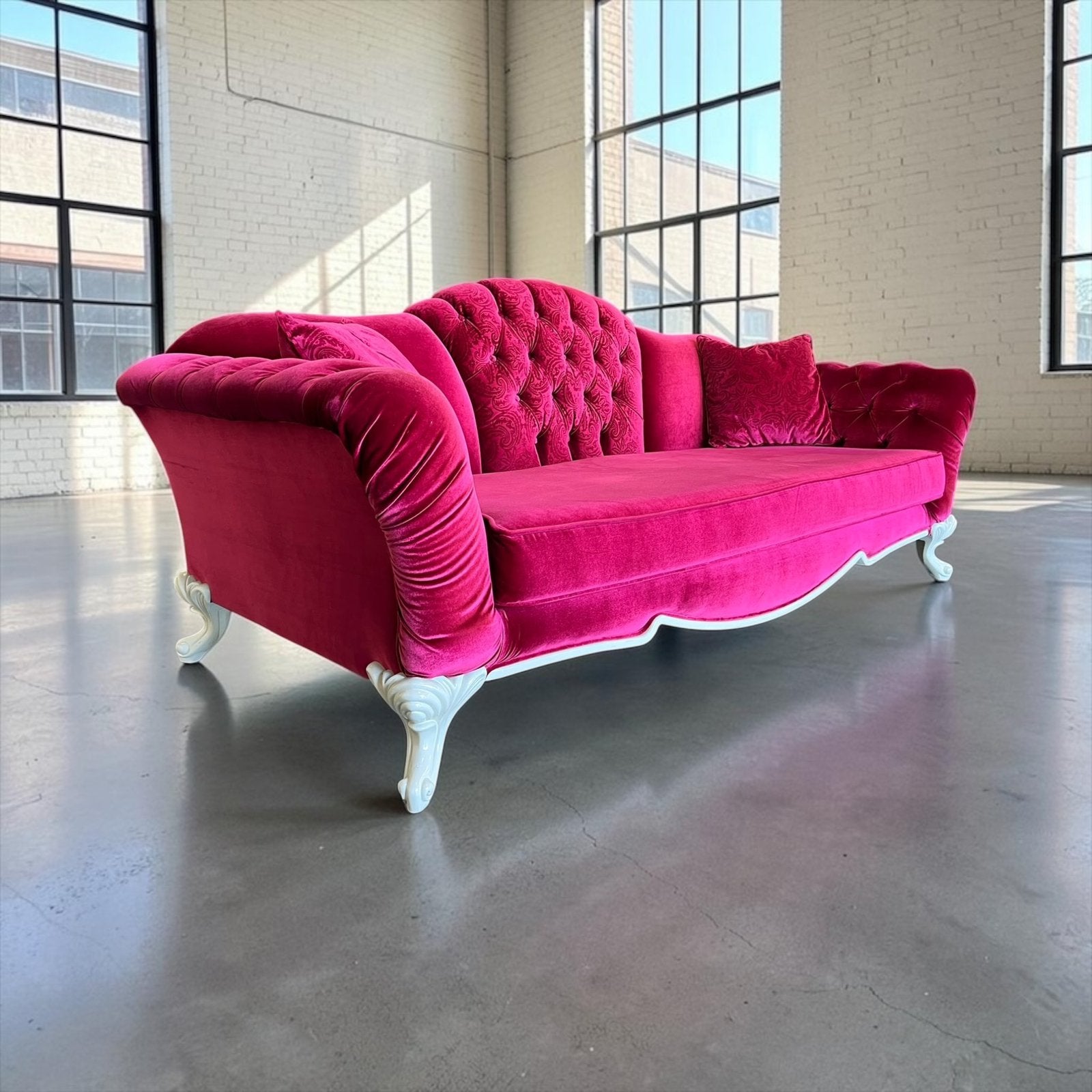 Vintage XL fucsia  barok zetel / canapé (2 beschikbaar), Ophalen of Verzenden