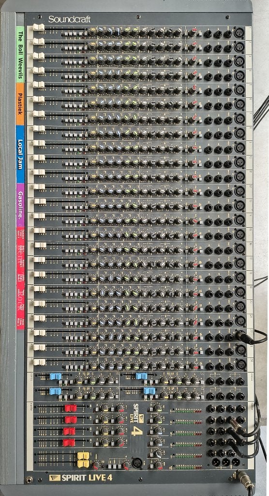 Soundcraft Spirit Live 4 – 24-kanaals mixer + flightcase., Muziek en Instrumenten, Ophalen, Gebruikt, 20 kanalen of meer