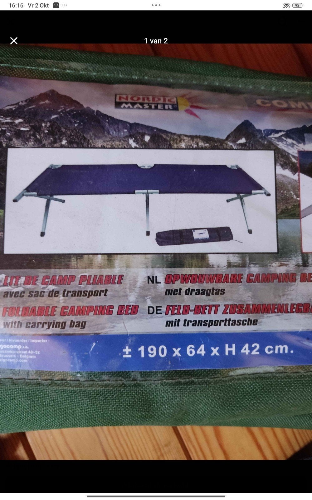 veldbed,kampeerbed, Ophalen