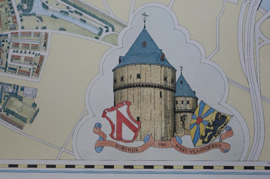 stadskaart KORTRIJK anno 1983, Taeymans, Ophalen of Verzenden, 1800 tot 2000, België