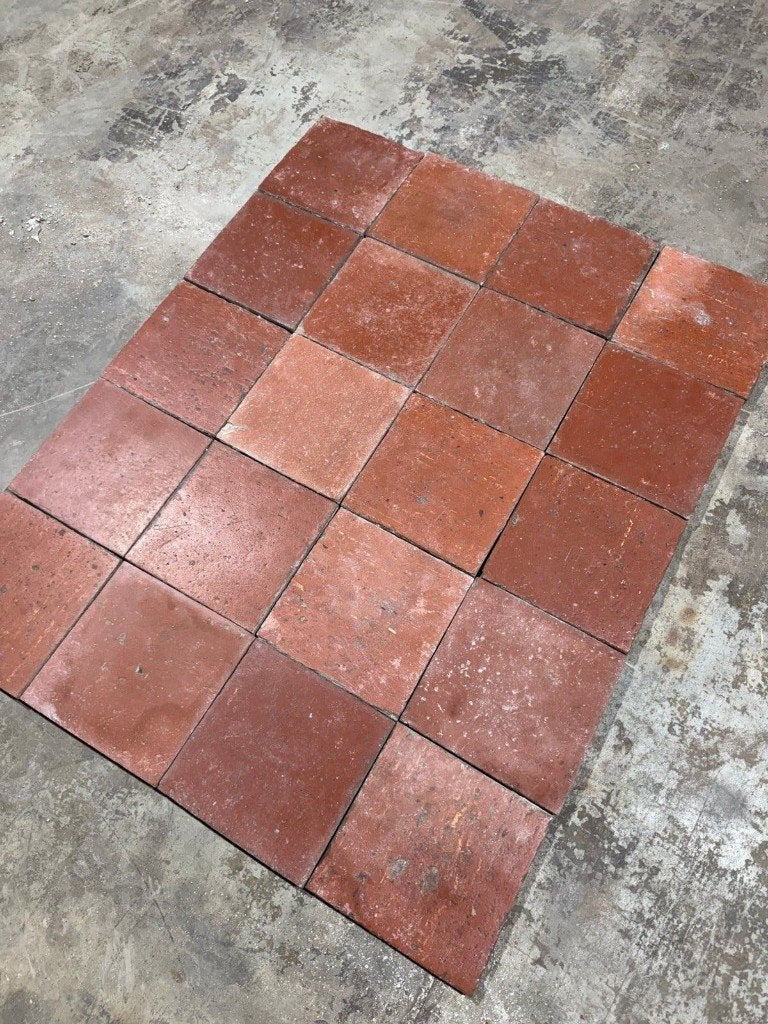 Oude rood bruine Franse glazuur plavuizen 21x21 60M2 nuance, Doe-het-zelf en Bouw, Ophalen, Gebruikt, Steen of Klei, Minder dan 50 cm