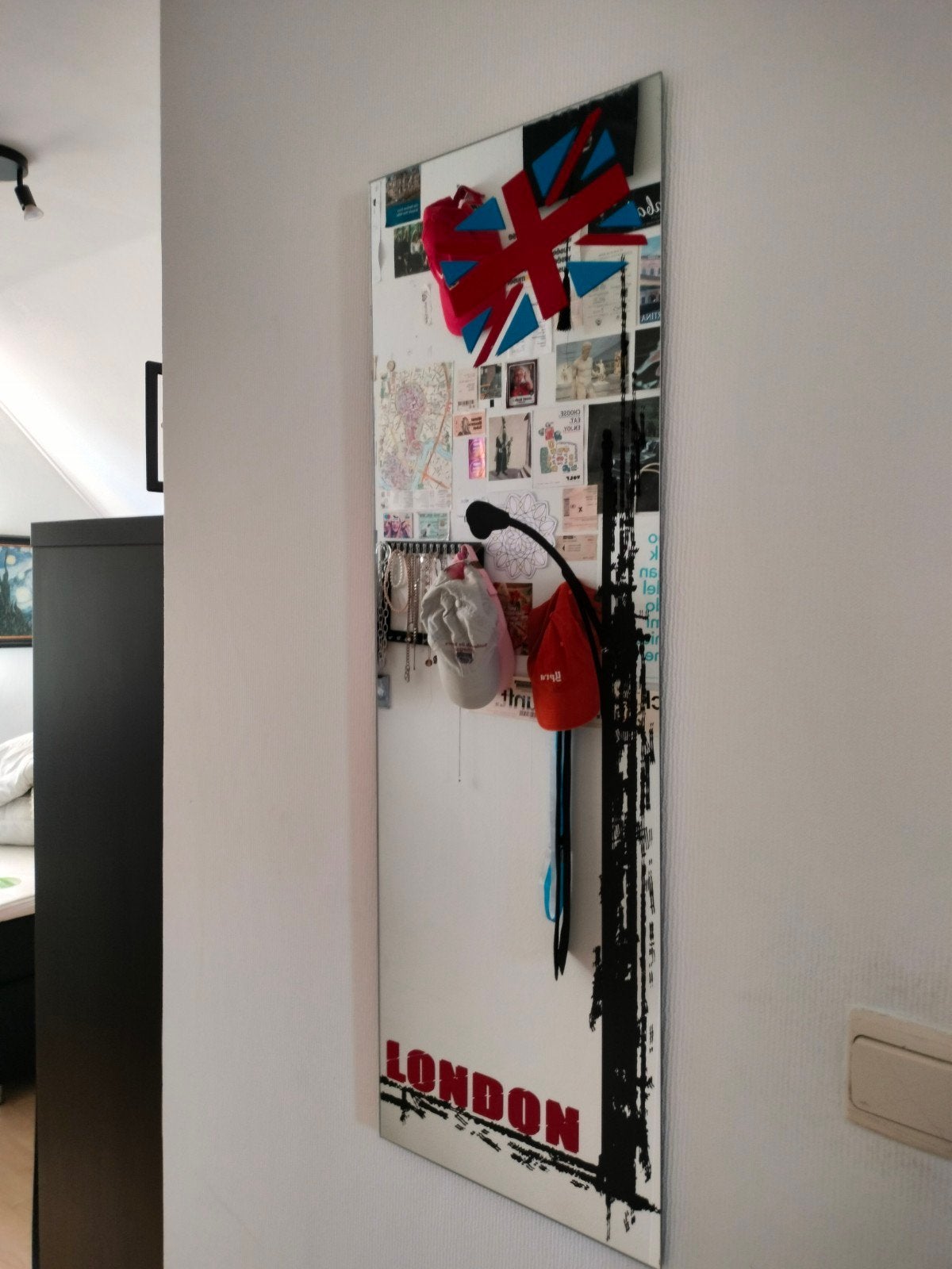 Wandspiegel thema Londen, Huis en Inrichting, Woonaccessoires | Spiegels, Ophalen, Minder dan 50 cm, 100 tot 150 cm, Zo goed als nieuw