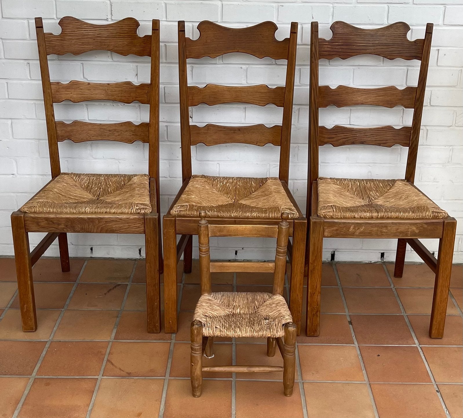 Lot de différentes chaises, Vintage, Brun, Enlèvement, Utilisé