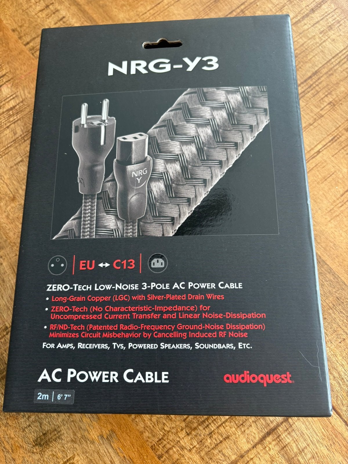 Câble d'alimentation Audioquest NRG-Y3 - 2 m, TV, Hi-fi & Vidéo, Enlèvement, Comme neuf