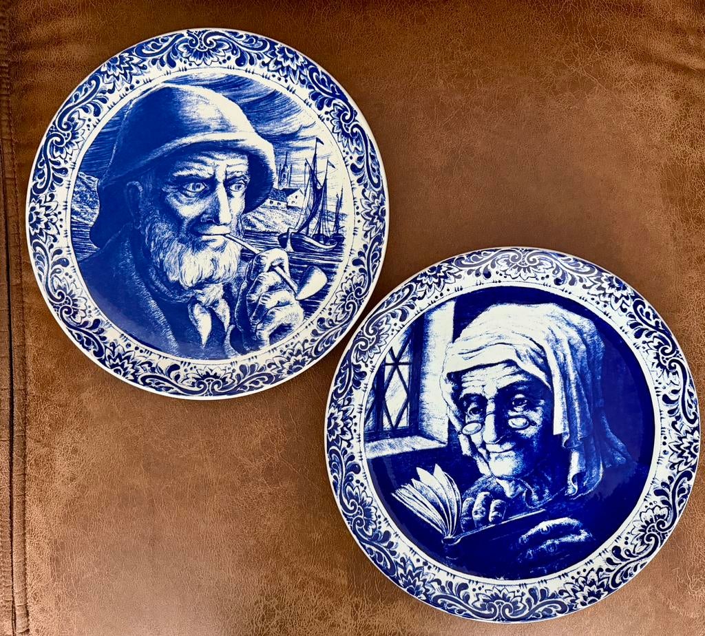 Delfts blauwe sierborden Boch La Louvière – set van 2, Ophalen