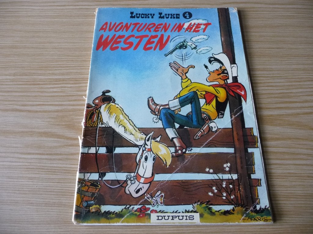 Lucky Luke 4. Avonturen in het Westen 1971 €2, Gelezen, Eén stripboek, Ophalen of Verzenden, Morris