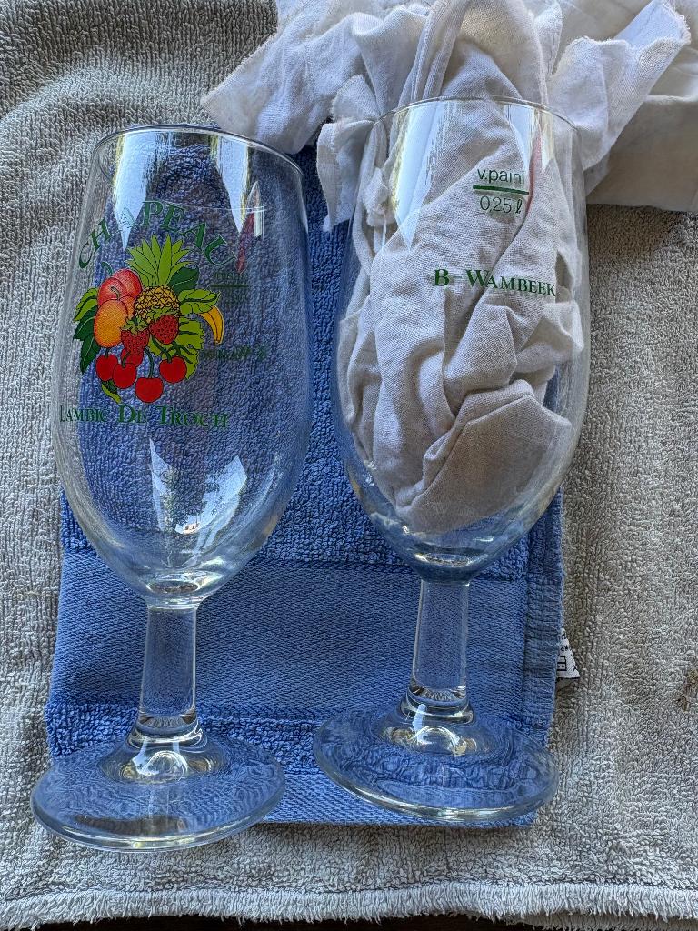 Chapeau Lambic De Troch - Wambeek (3 verres), Collections, Enlèvement ou Envoi, Utilisé, Verre ou Verres, Autres marques