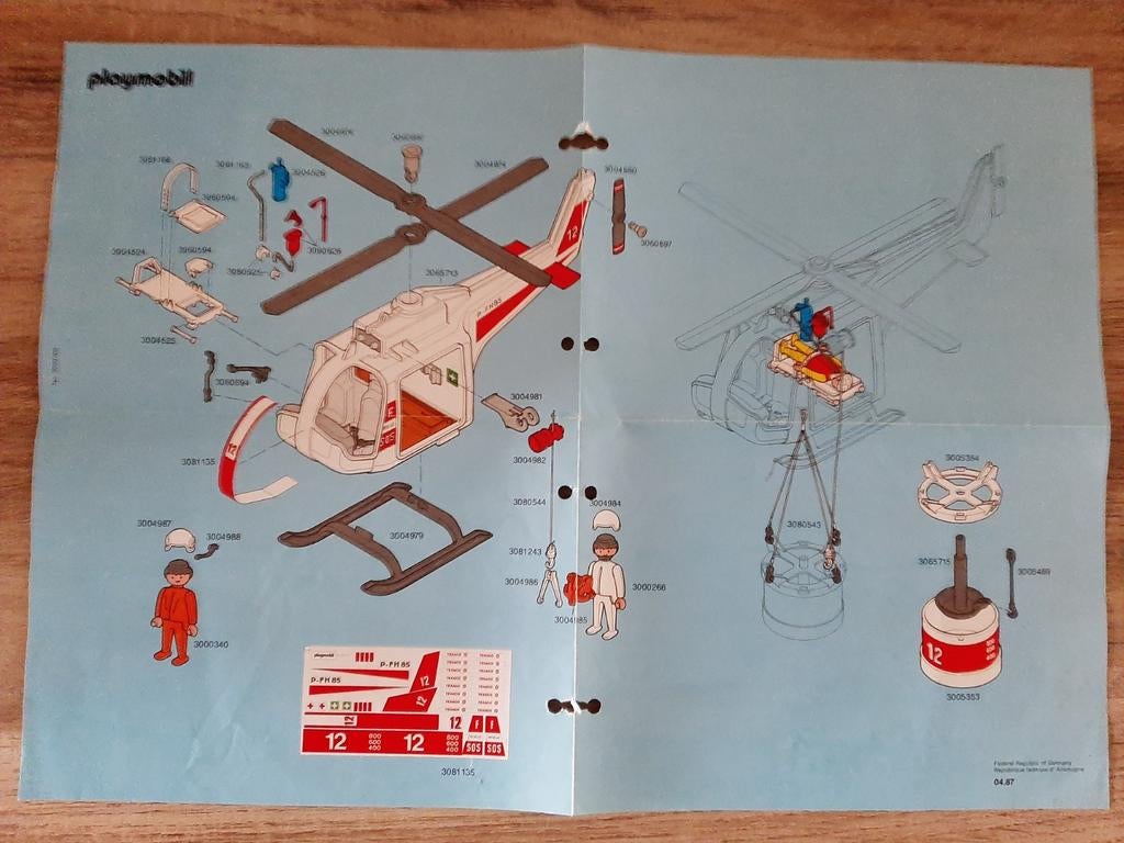 Playmobil Helicopter Ambulance instructieblad, Enlèvement ou Envoi, Utilisé