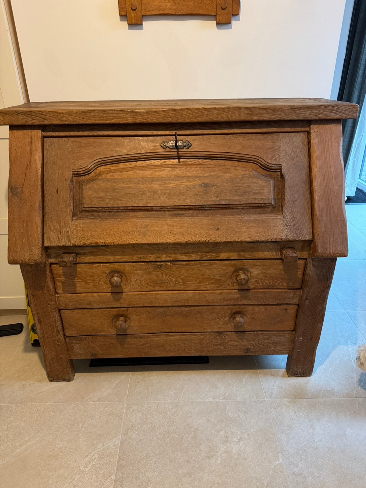 Bureau de secrétaire rustique en chêne, Maison & Meubles, Enlèvement, Utilisé