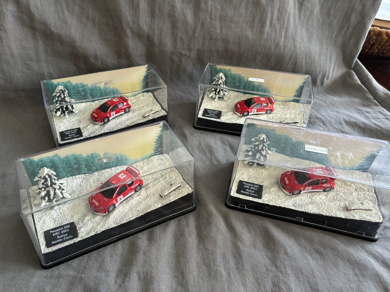 4 diorama Peugeot 206 WRC 2003 1/87, Hobby en Vrije tijd, Ophalen of Verzenden, Zo goed als nieuw, Auto