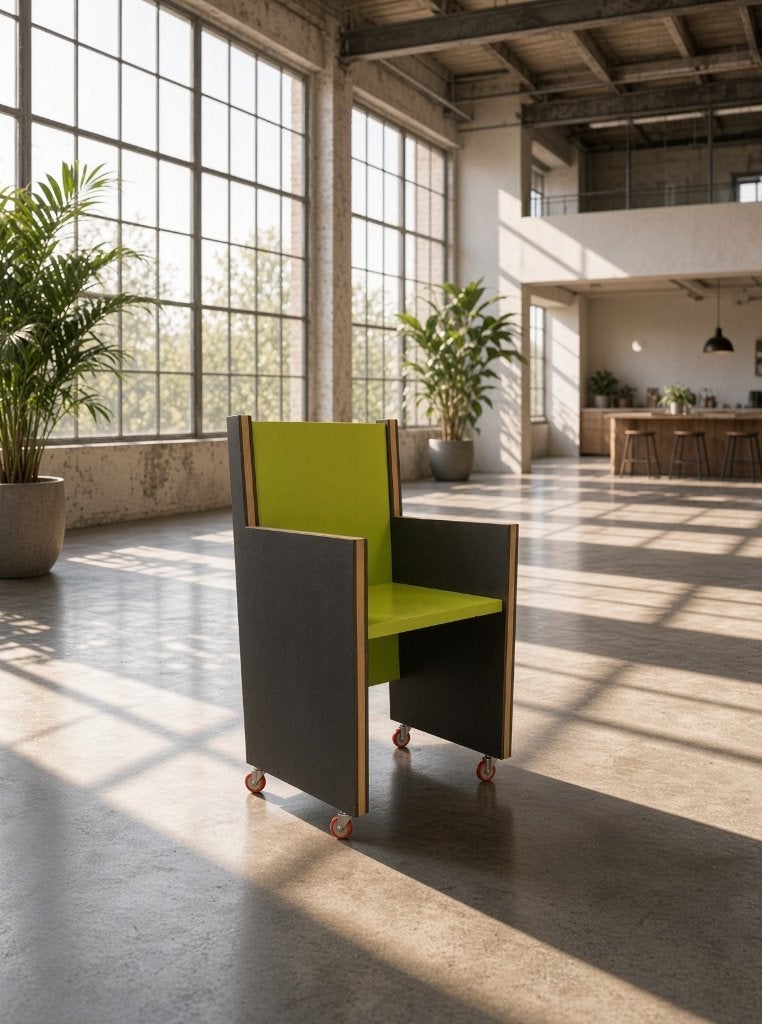 Chaise à roulettes au design moderniste  — Dutch Design, Enlèvement, Bois