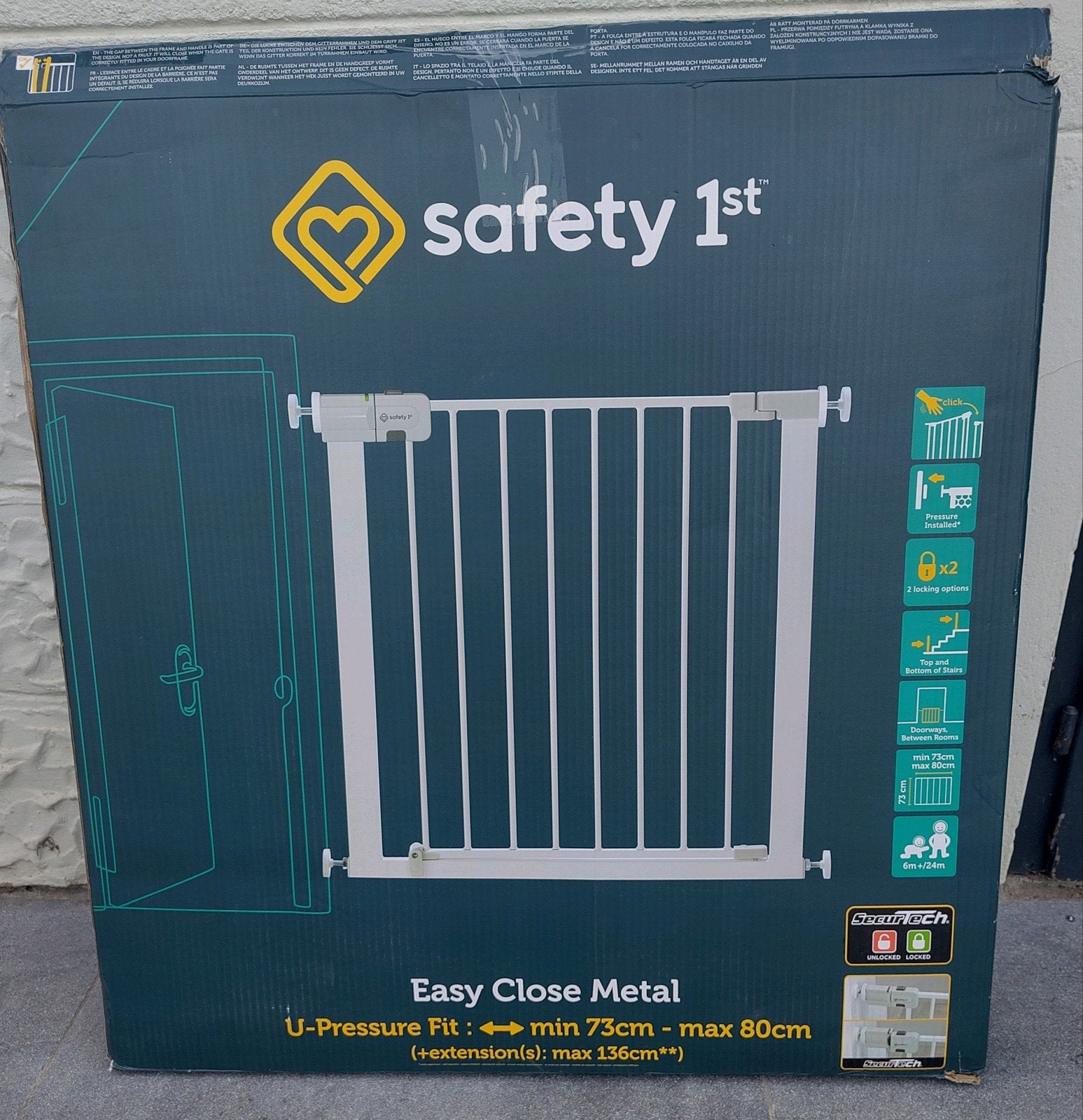 Nieuw traphekje Safety First Metal 73 - 80cm, Kinderen en Baby's, Traphekjes, Nieuw, Ophalen of Verzenden, Klemhekje, Metaal of IJzer
