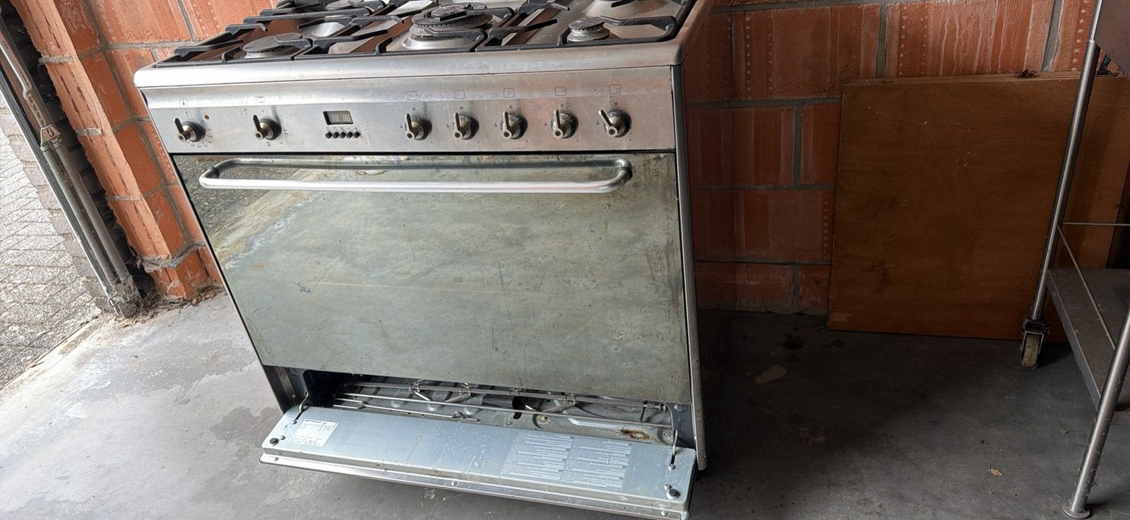 Smeg gasvuur met electrische oven, Ophalen, Gebruikt, Hete lucht, Vrijstaand
