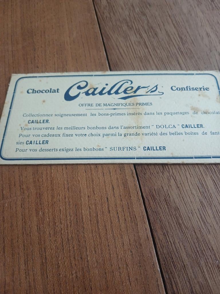 Chocolat cailler’s, Collections, Enlèvement ou Envoi