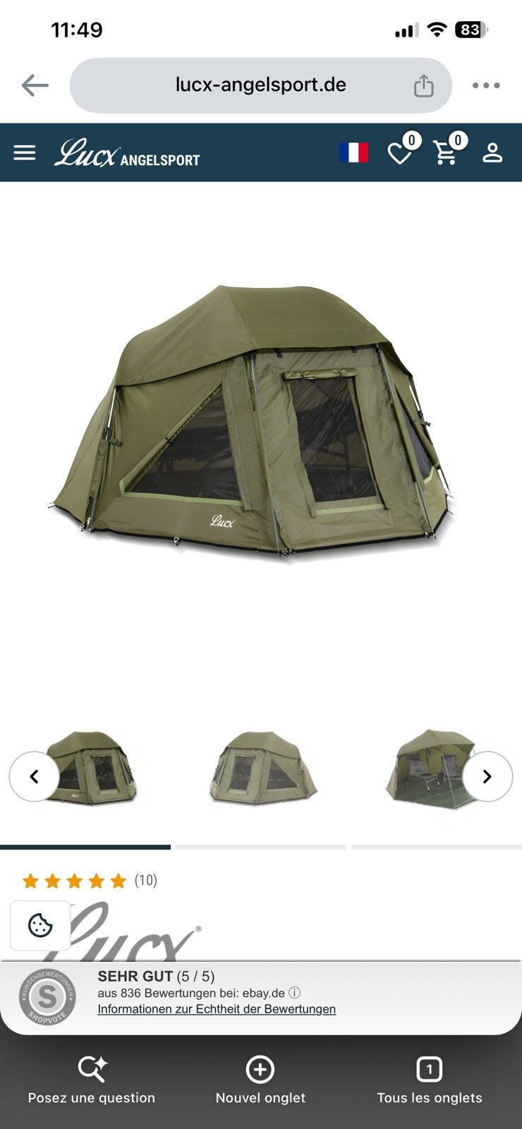 Brolly Tente parapluie pêche Lucx Wolf 60, Enlèvement, Utilisé, Autres types