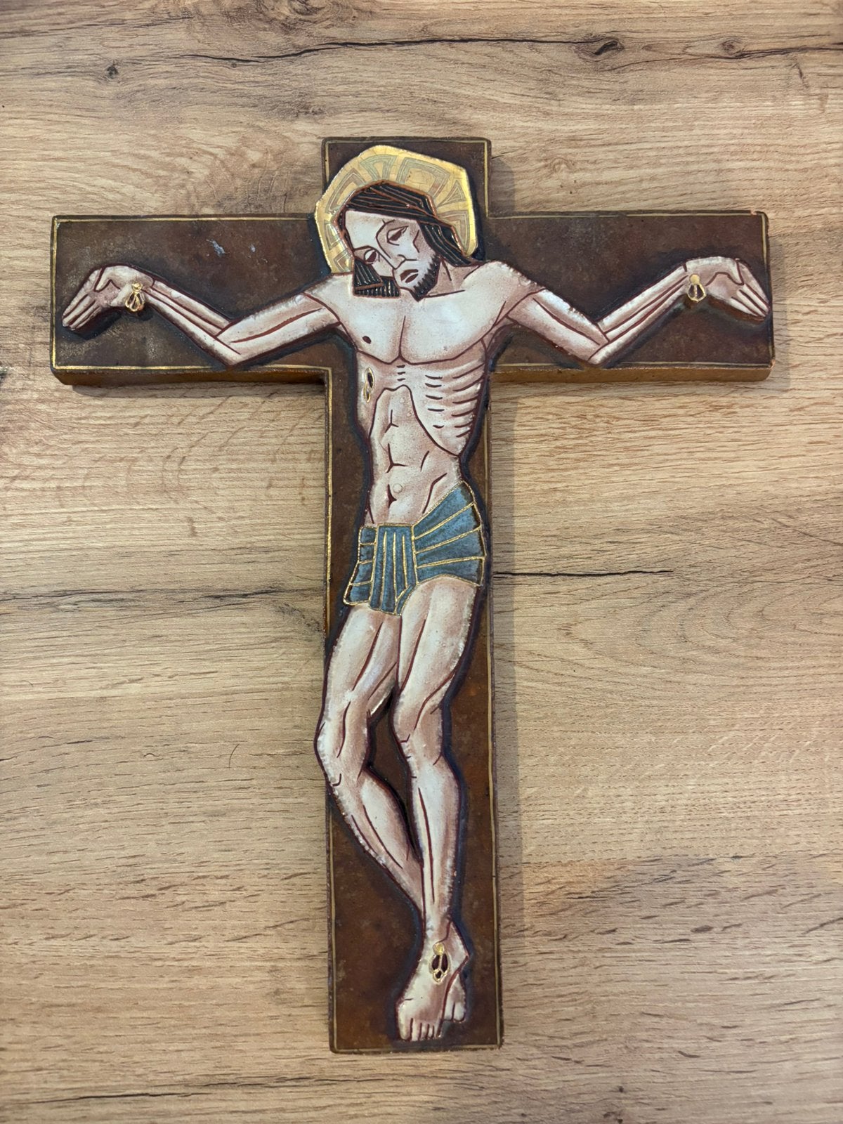 Grand crucifix moderniste en céramique - Jan Kellner, Enlèvement ou Envoi, Comme neuf