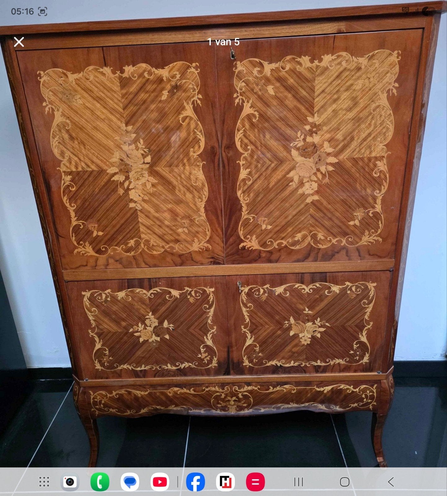 Louis XV-stijl marqueteriekast met inschuifdeuren – ca. 1930, Ophalen