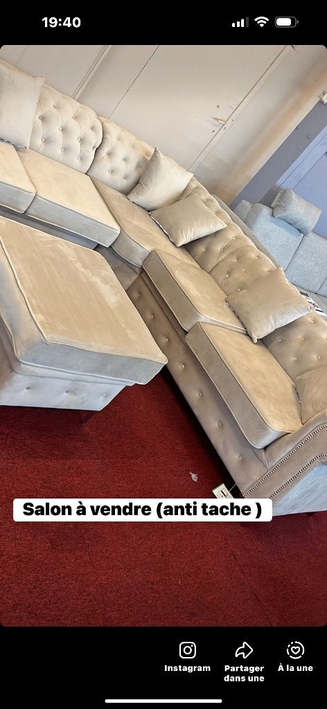 Salon anti tache, Maison & Meubles, Fauteuils, Enlèvement, Utilisé, Tissus, 125 cm ou plus