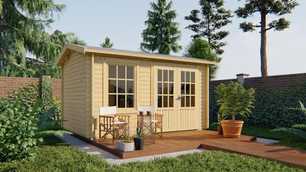 Blokhut - Tuinhuis Chloe | 40 mm | vuren onbehandeld, Hobby en Vrije tijd, Verzenden, Nieuw