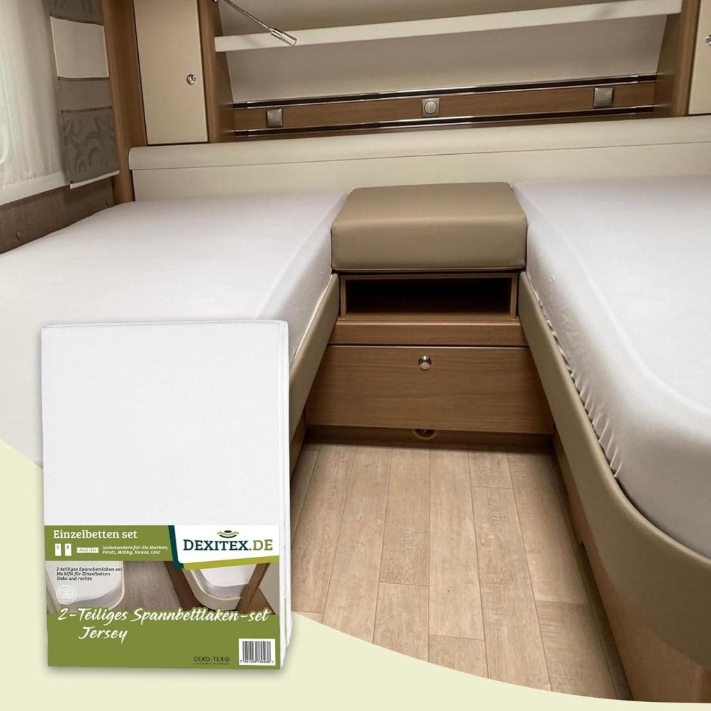 Enkele bedden indeling 2 delig, jersey hoeslakenset, Caravans en Kamperen, Caravanaccessoires