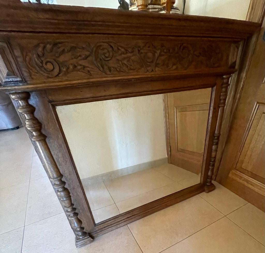 Antieke spiegel te koop met houten afwerking, Ophalen
