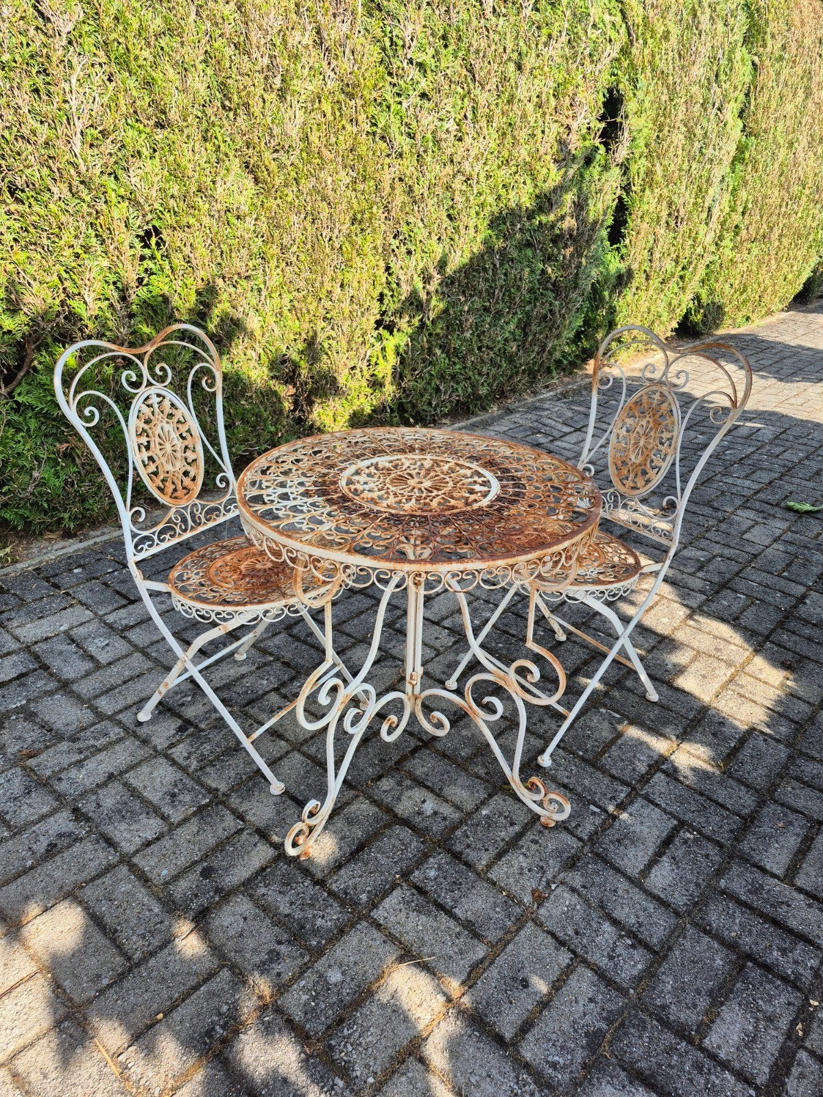 romantisch smeedijzeren bistro tafeltje met 2 stoelen, Antiek en Kunst, Ophalen