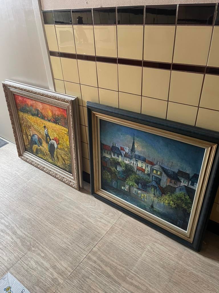 3 schilderijen op doek met kader, Ophalen