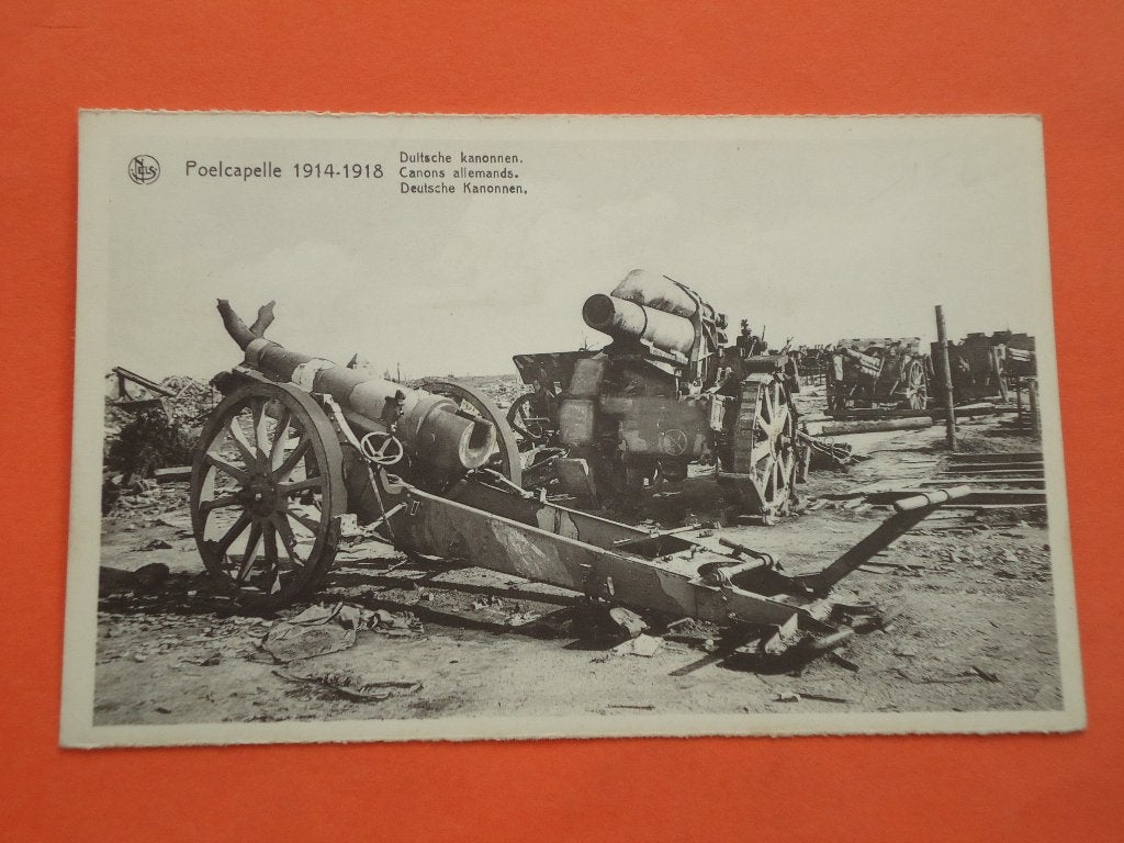 Oorlog 1914 - 1918 Poelcapelle  Duitsche Kanonnen, Verzamelen, Ophalen of Verzenden, 1920 tot 1940, Ongelopen, West-Vlaanderen