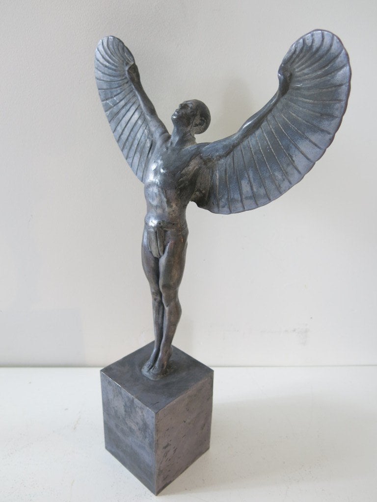 Aluminium Beeld 'Icarus' (Art Deco – naar P. Breuer), Ophalen of Verzenden, Beeld