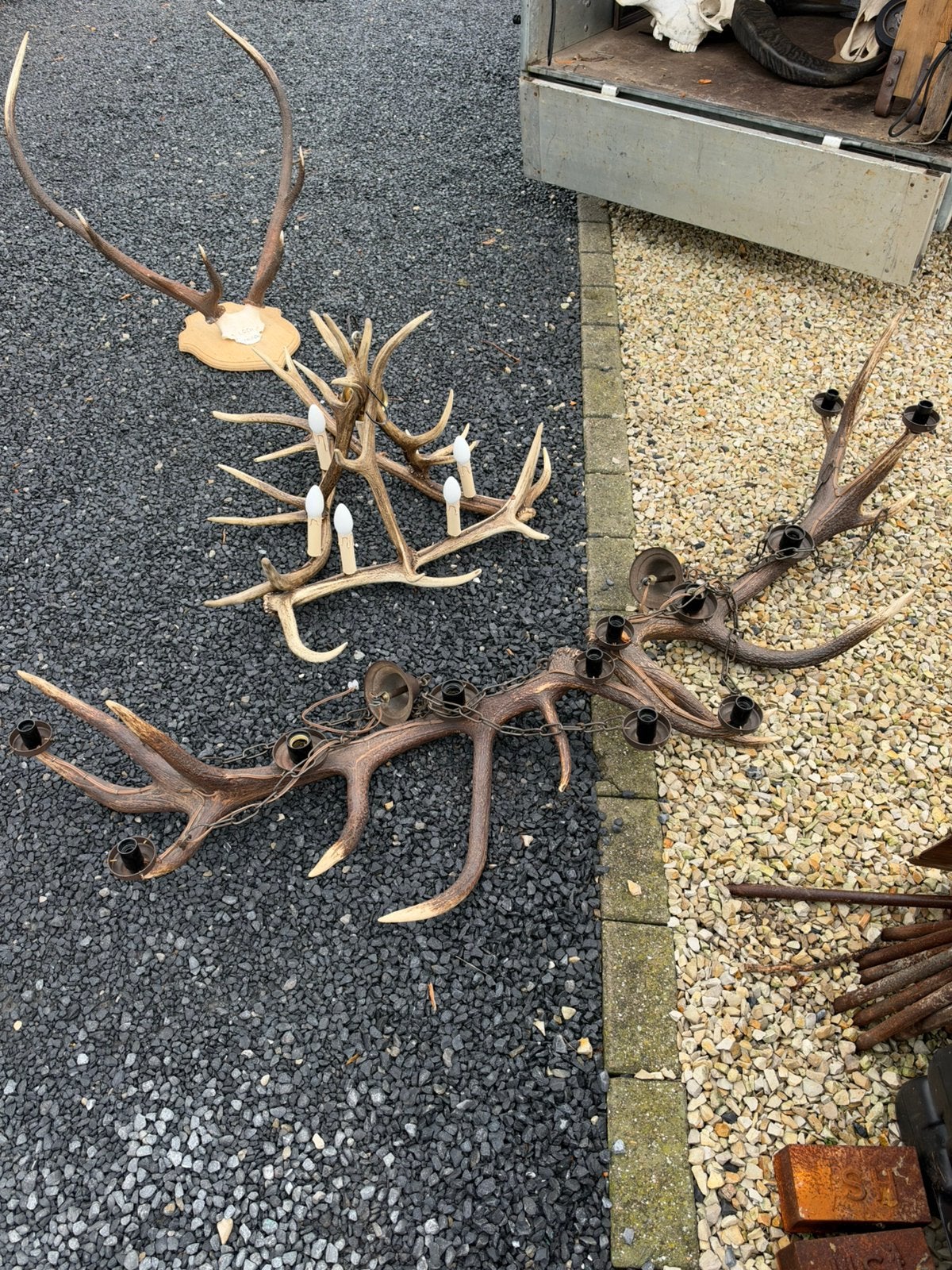 Groot gewei luster  lengte 180 cm, Ophalen