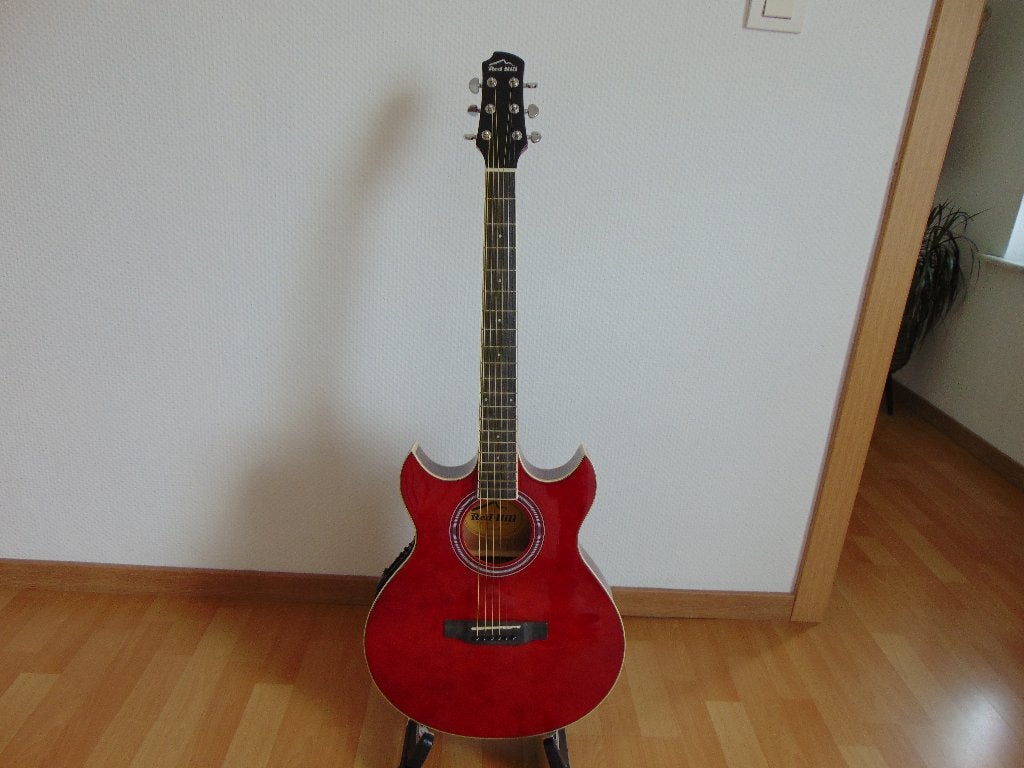 Elektro-akoestische Gitaar Red Hill Double-Cut Deluxe Cherry, Ophalen, Nieuw, Western- of Steelstringgitaar, Met (piezo-)element