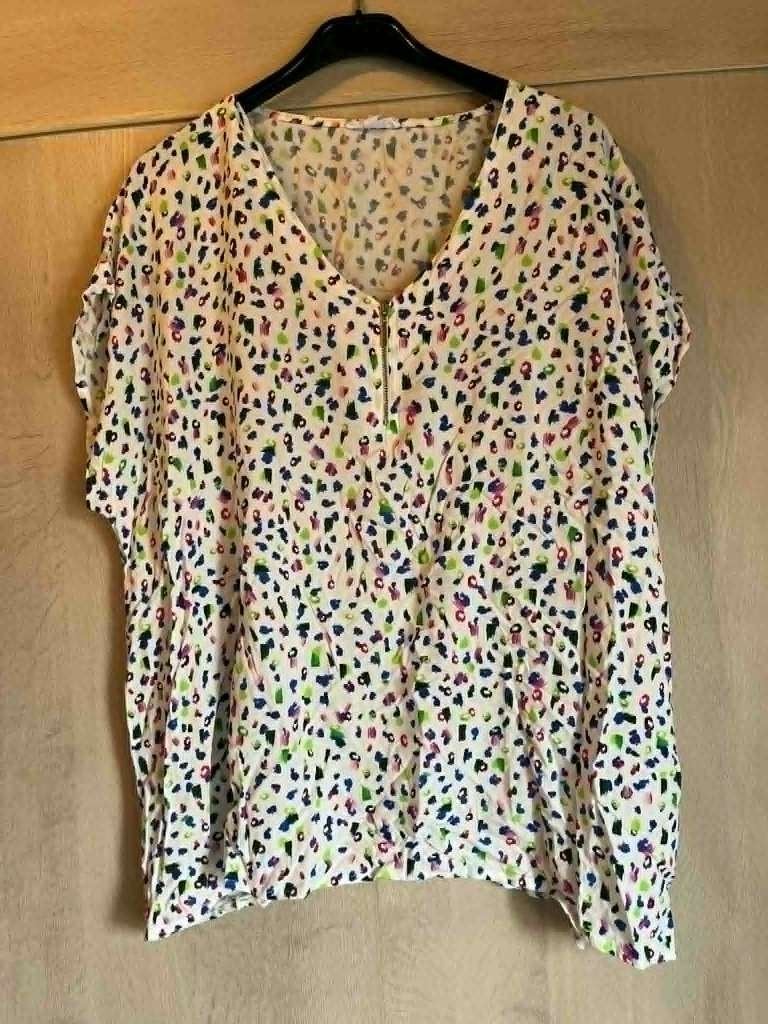 blouse korte mouw paprika print 50 (maat 4), Kleding | Dames, Paprika, Ophalen of Verzenden, Zo goed als nieuw, Blouse of Tuniek