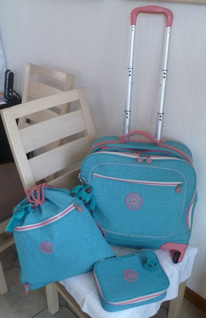 Kipling ensemble Trolley gym piscine et gd plumier + singes, 40 à 50 cm, Enlèvement ou Envoi, Utilisé, Bleu